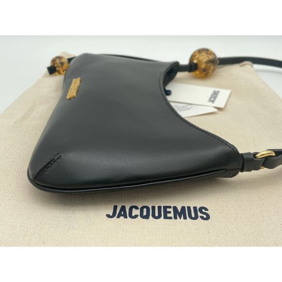 JACQUEMUS LEATHER BLACK SHOULDER BAG PURSE AUTHENTIC - Picture 7 of 15